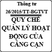 Thông tư hướng dẫn ban hành nội quy cảng cạn số 26/2015/TT-BGTVT