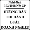 Nghị định hướng dẫn chi tiết thi hành Luật doanh nghiệp số 102/2010/NĐ-CP