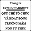Thông tư ban hành quy chế tổ chức và hoạt động trường mầm non tư thục số 13/2015/TT-BGDĐT