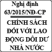 Nghị định quy định chính sách đối với lao động dôi dư tại công ty nhà nước số 63/2015/NĐ-CP