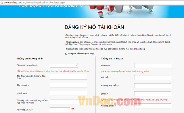 Thủ tục đăng ký hoạt động website Thương mại điện tử