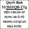 Quyết định về tiêu chuẩn, định mức sử dụng xe ô tô trong cơ quan nhà nước số 32/2015/QĐ-TTg