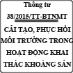 Thông tư về cải tạo, phục hồi môi trường trong hoạt động khai thác khoáng sản số 38/2015/TT-BTNMT