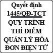 Quyết định quy trình thí điểm quản lý hóa đơn điện tử có mã xác thực của cơ quan thuế số 1445/QĐ-TCT