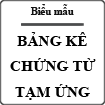 Bảng kê chứng từ tạm ứng