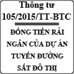 Thông tư hướng dẫn cơ chế giải ngân của dự án tuyến đường sắt đô thị số 105/2015/TT-BTC