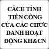 Cách tính tiền công của các chức danh hoạt động Khoa học và Công nghệ