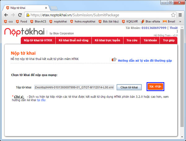 Hướng dẫn gửi tờ khai định dạng XML qua chức năng nộp tờ khai từ HTKK
