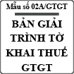 Bản giải trình tờ khai thuế GTGT