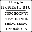 Thông tư công bố doanh nghiệp vi phạm trên hệ thống thông tin quốc gia số 127/2015/TT-BTC