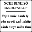 Nghị định về định mức hành lý của người xuất nhập cảnh được miễn thuế số 66/2002/NĐ-CP