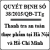 Quyết định thí điểm thanh tra an toàn thực phẩm tại Hà Nội và Hồ Chí Minh số 38/2015/QĐ-TTg