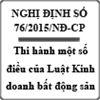 Nghị định quy định một số điều của Luật Kinh doanh bất động sản số 76/2015/NĐ-CP