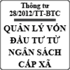 Thông tư quy định về quản lý vốn đầu tư thuộc nguồn vốn ngân sách cấp xã số 28/2012/TT-BTC