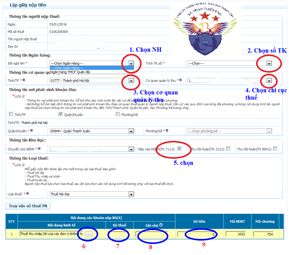 Cách lập giấy nộp tiền thuế điện tử qua mạng