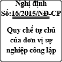 Nghị định 16/2015/NĐ-CP quy định cơ chế tự chủ của đơn vị sự nghiệp công lập