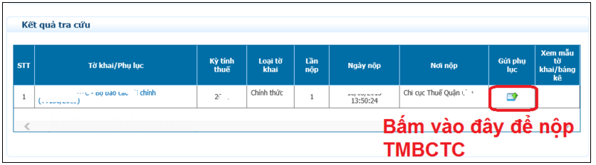 Hướng dẫn gửi tờ khai Bộ báo cáo tài chính