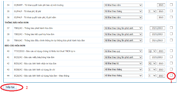 nộp báo cáo tình hình sử dụng hóa đơn theo tháng