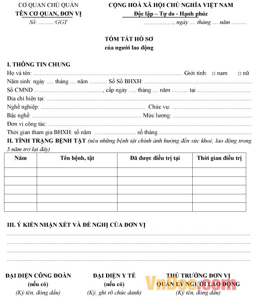 Biểu mẫu liên quan đến giám định y khoa