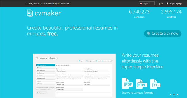 10 Phần mềm web giúp tạo CV