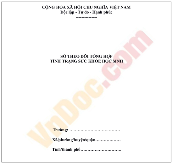 Mẫu sổ theo dõi tổng hợp tình trạng sức khỏe học sinh