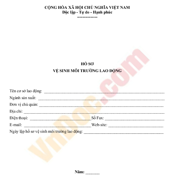 Mẫu hồ sơ vệ sinh môi trường lao động