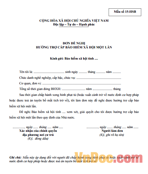 Mẫu số 15-HSB