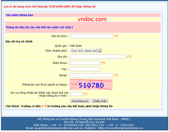 Hướng dẫn khai báo tên miền quốc tế của tổ chức 