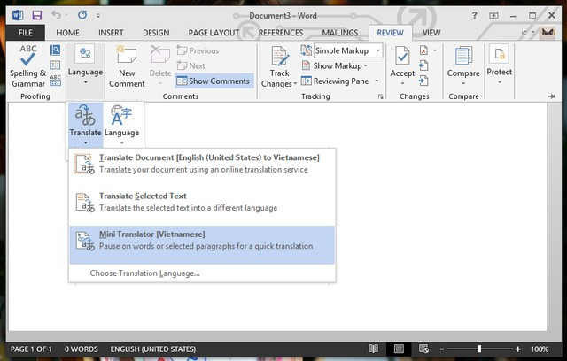 Cách dịch văn bản trực tiếp trong Word