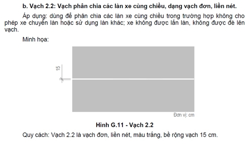 Quy định về vạch liền cùng chiều trong quy chuẩn 41/2016