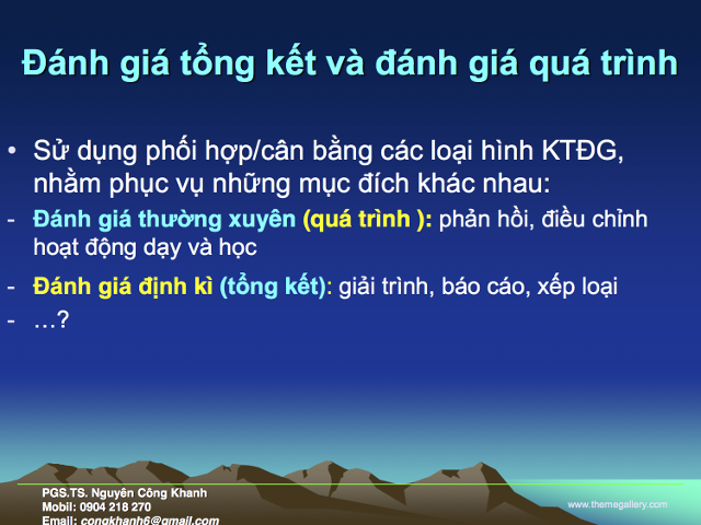 Đánh giá tổng kết và quá trình