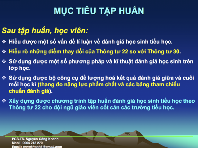 Mục tiêu tập huấn
