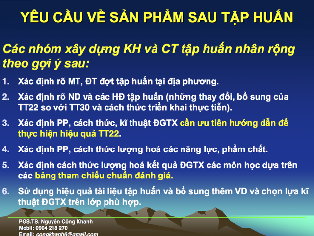 Yêu cầu tập huấn 