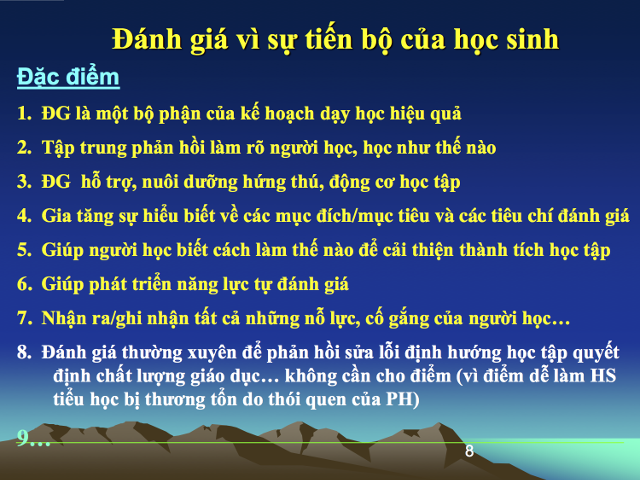Đánh giá về sự tiến bộ của HS