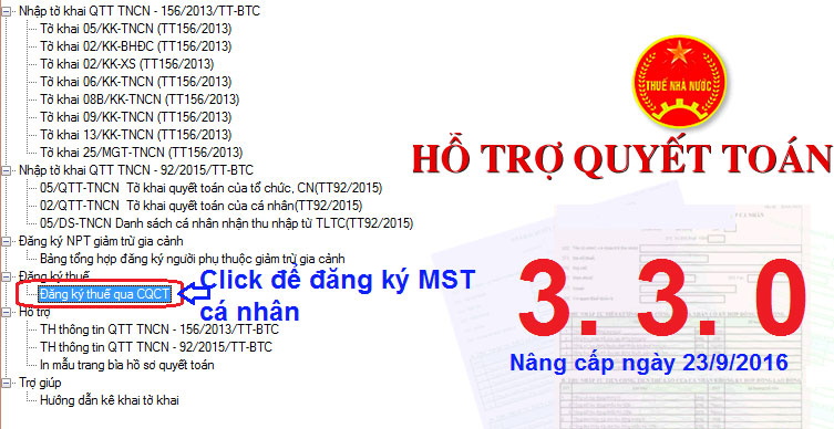 Cách đăng ký mã số thuế cá nhân qua mạng trên TNCN 2.7
