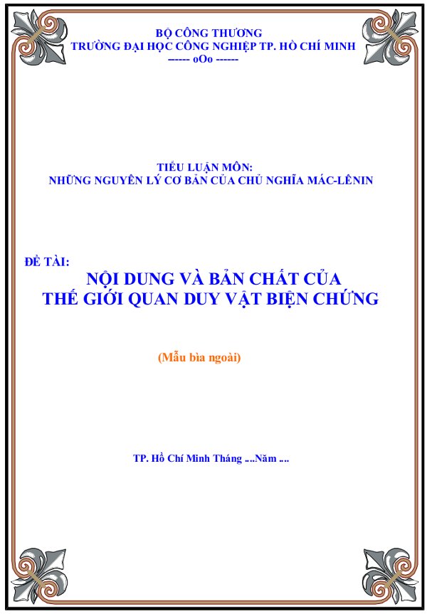 Mẫu bìa tiểu luận đẹp nhất Mẫu bìa tiểu luận đẹp nhất