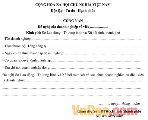 Mẫu công văn đề nghị của doanh nghiệp