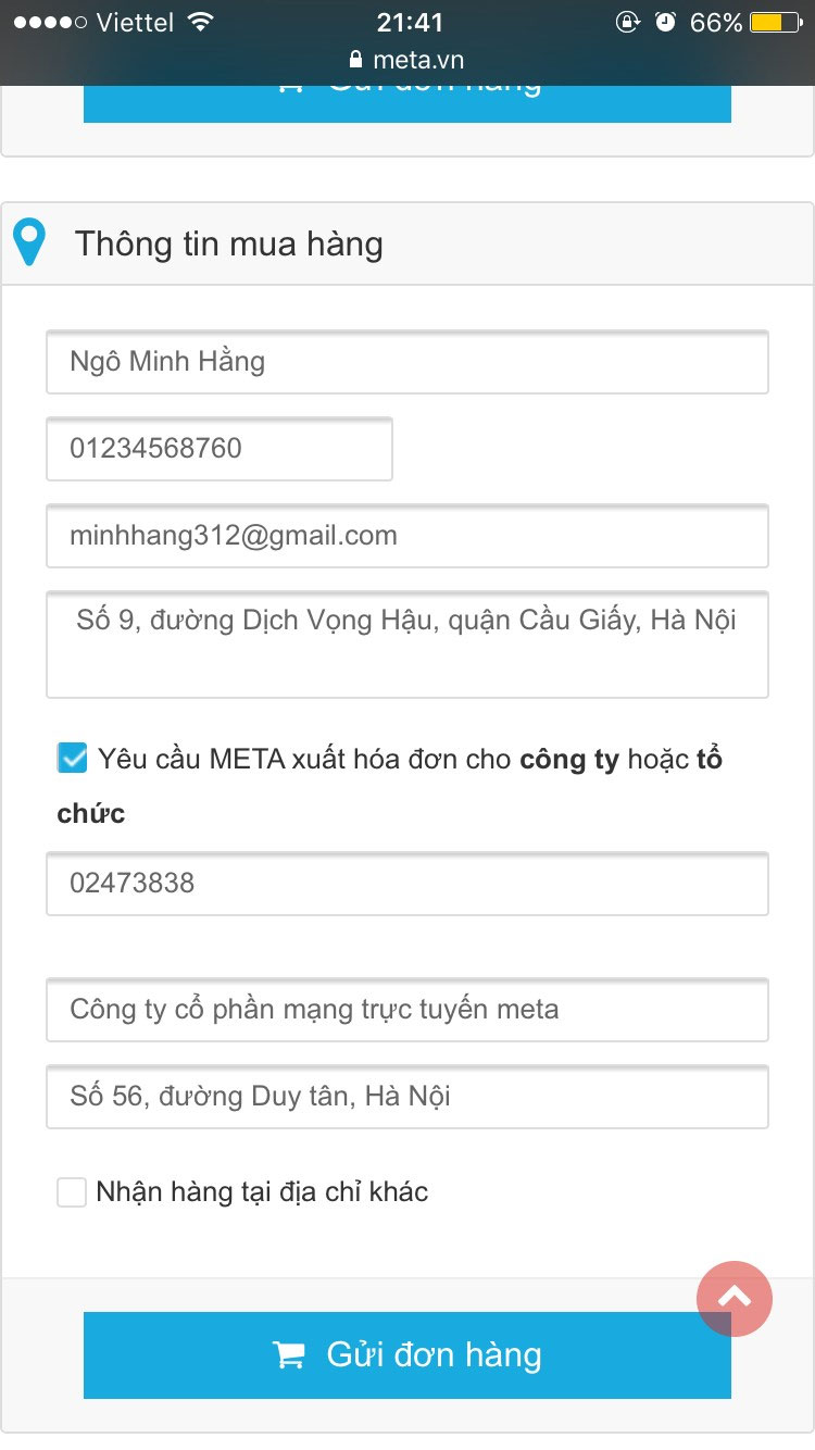 Hướng dẫn đặt mua hàng META tiện lợi trên điện thoại thông minh