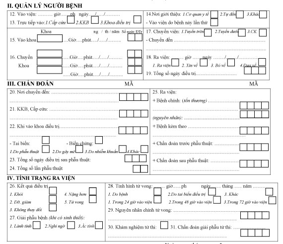 Mẫu bệnh án ngoại khoa
