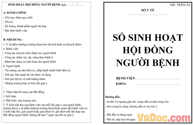 Mẫu sổ sinh hoạt hội đồng người bệnh
