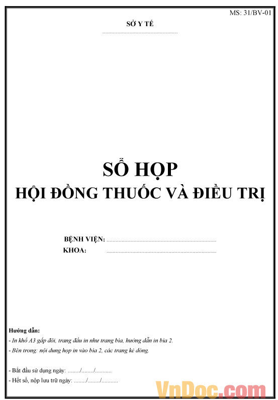 Mẫu sổ họp hội đồng thuốc và điều trị