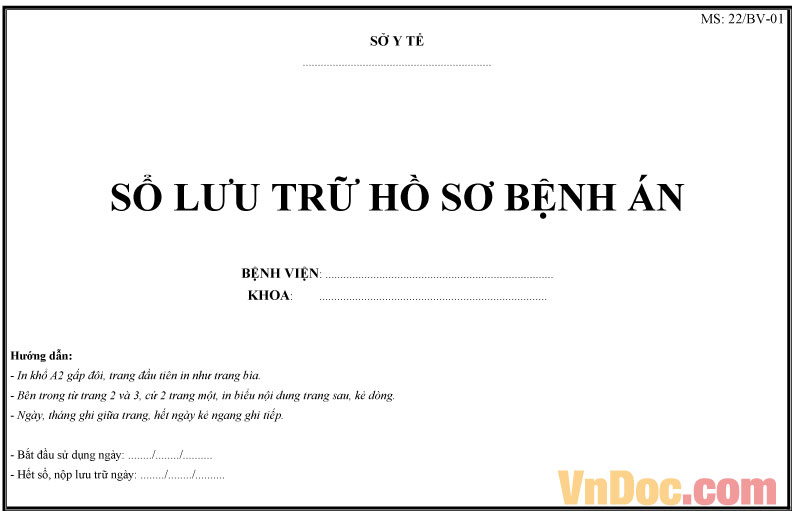 Sổ lưu trữ hồ sơ bệnh án Mẫu sổ lưu trữ hồ sơ bệnh án