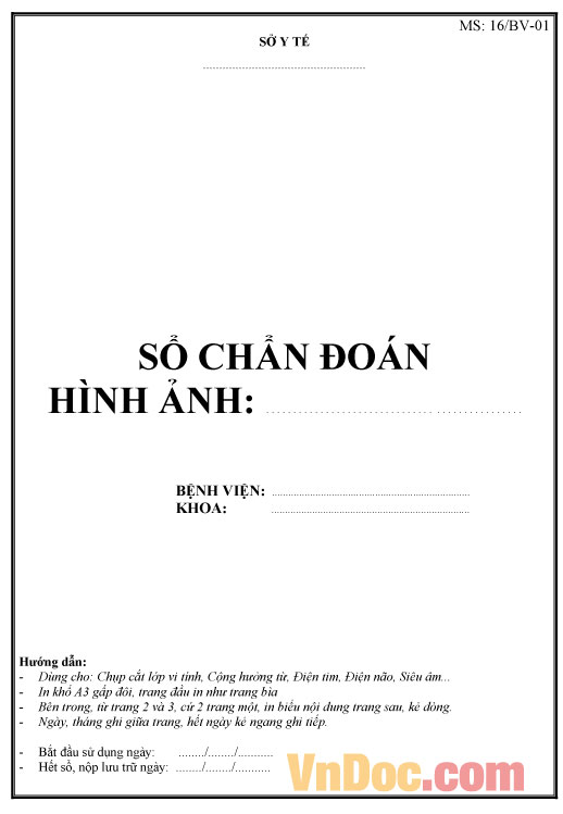 Mẫu sổ chuẩn đoán hình ảnh