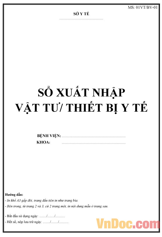 Mẫu sổ xuất, nhập vật tư, thiết bị y tế