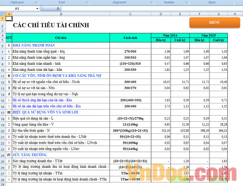File Excel phân tích báo cáo tài chính