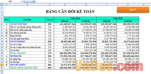 File Excel phân tích báo cáo tài chính