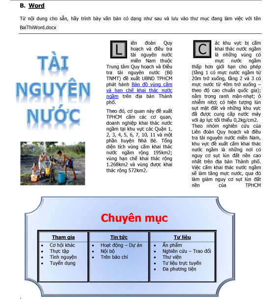 Đề thi ứng dụng công nghệ thông tin cơ bản Đề thi ứng dụng công nghệ thông tin cơ bản - đề 3