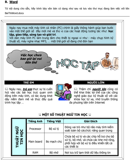 Đề thi ứng dụng công nghệ thông tin cơ bản - đề 6