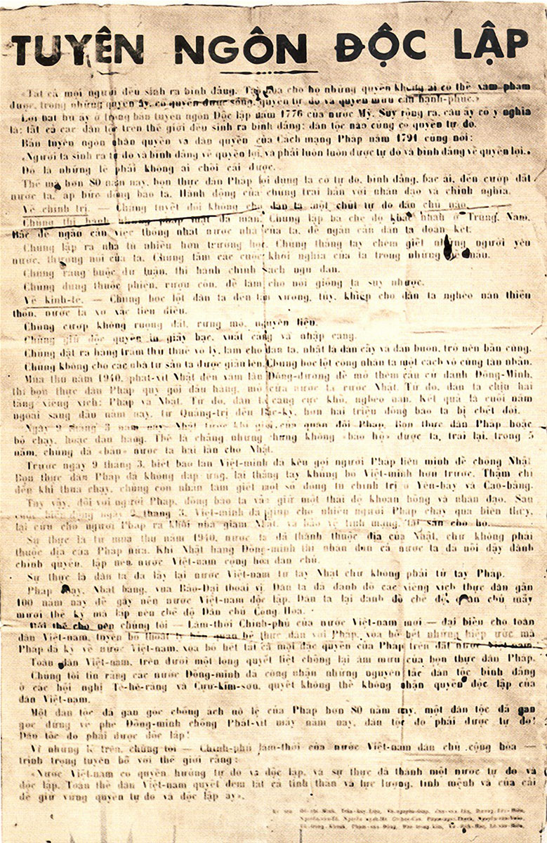 Toàn văn 3 bản tuyên ngôn độc lập trong lịch sử Việt Nam