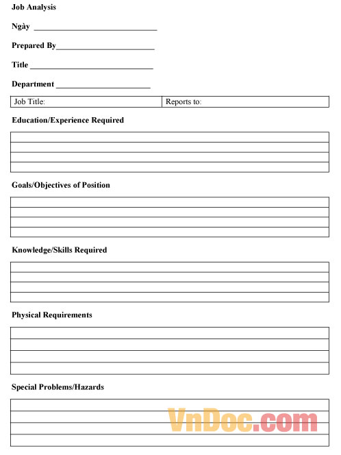 Mẫu phân tích công việc - Job Analysis